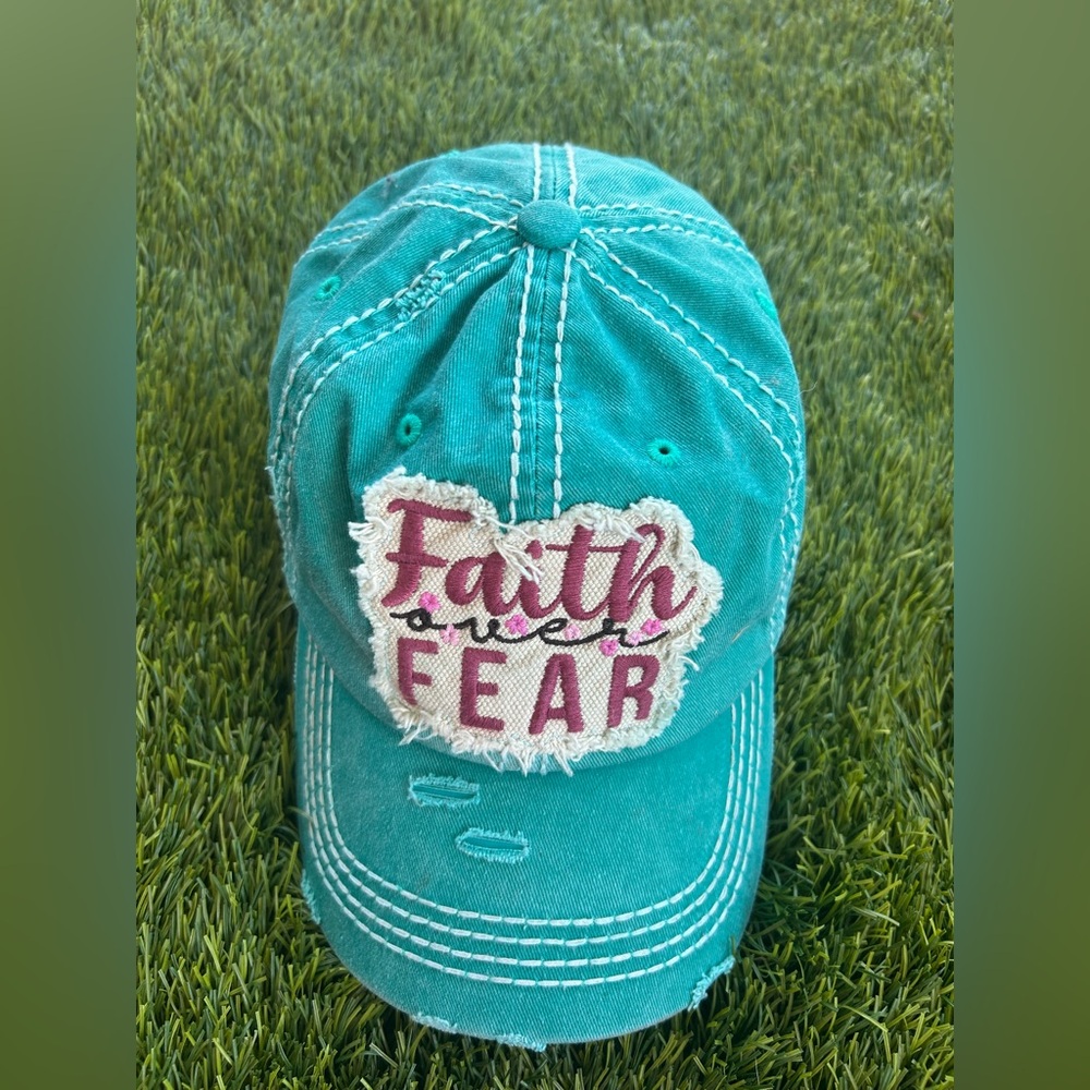 KBETHOS Teal woman’s  Hat with Embroidered Faith Patch